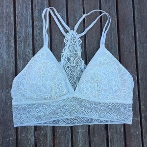 Women’s White Aerie Racerback Lace Bralette